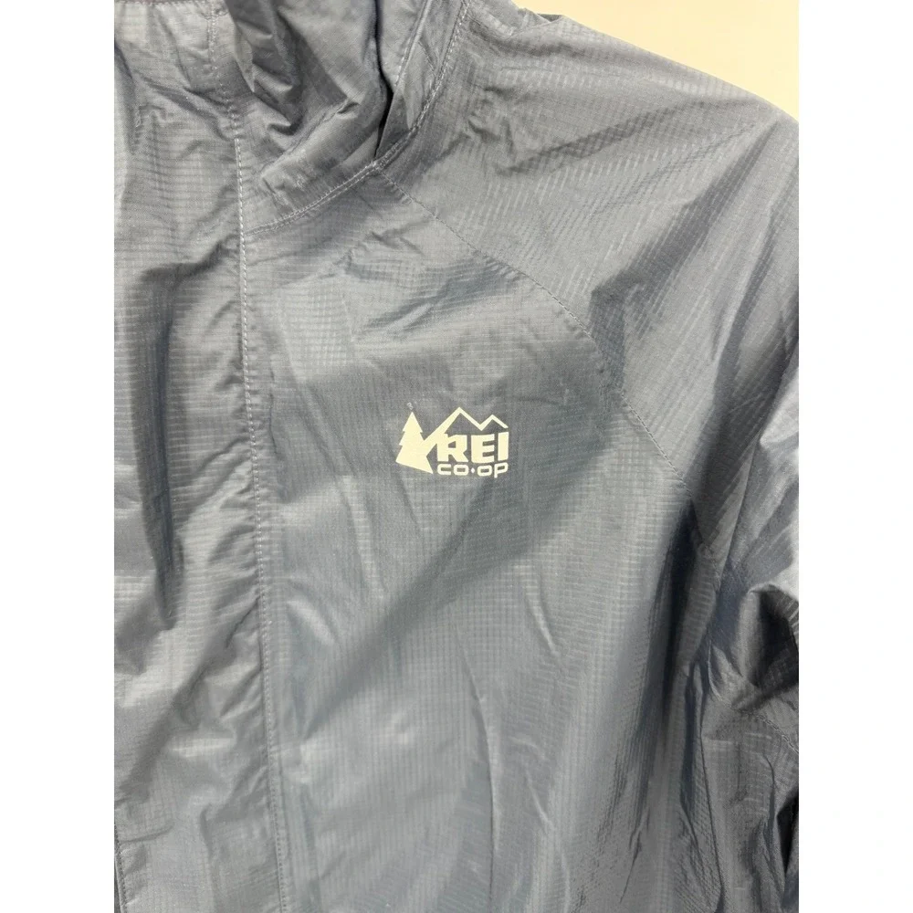 REI Co-op Rainwall Rain Jacket Kids Large 14-16 Navy Blue Waterproof Hooded